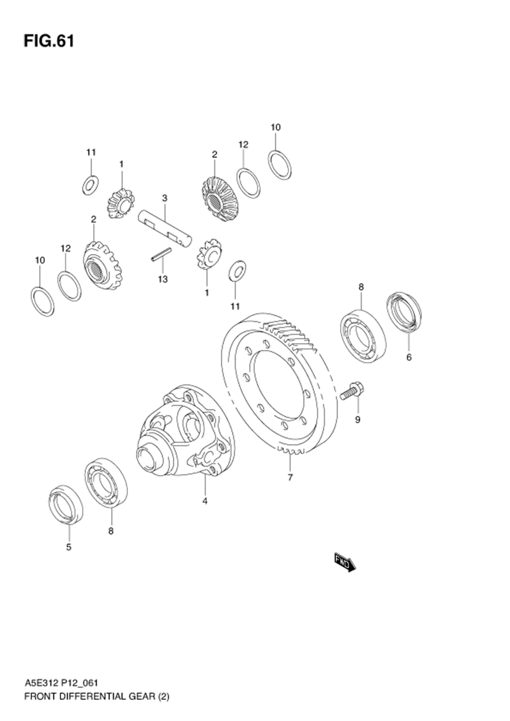FIG.61 FRONT DIFFERENTIAL GEAR (TYPE 2 :MT)