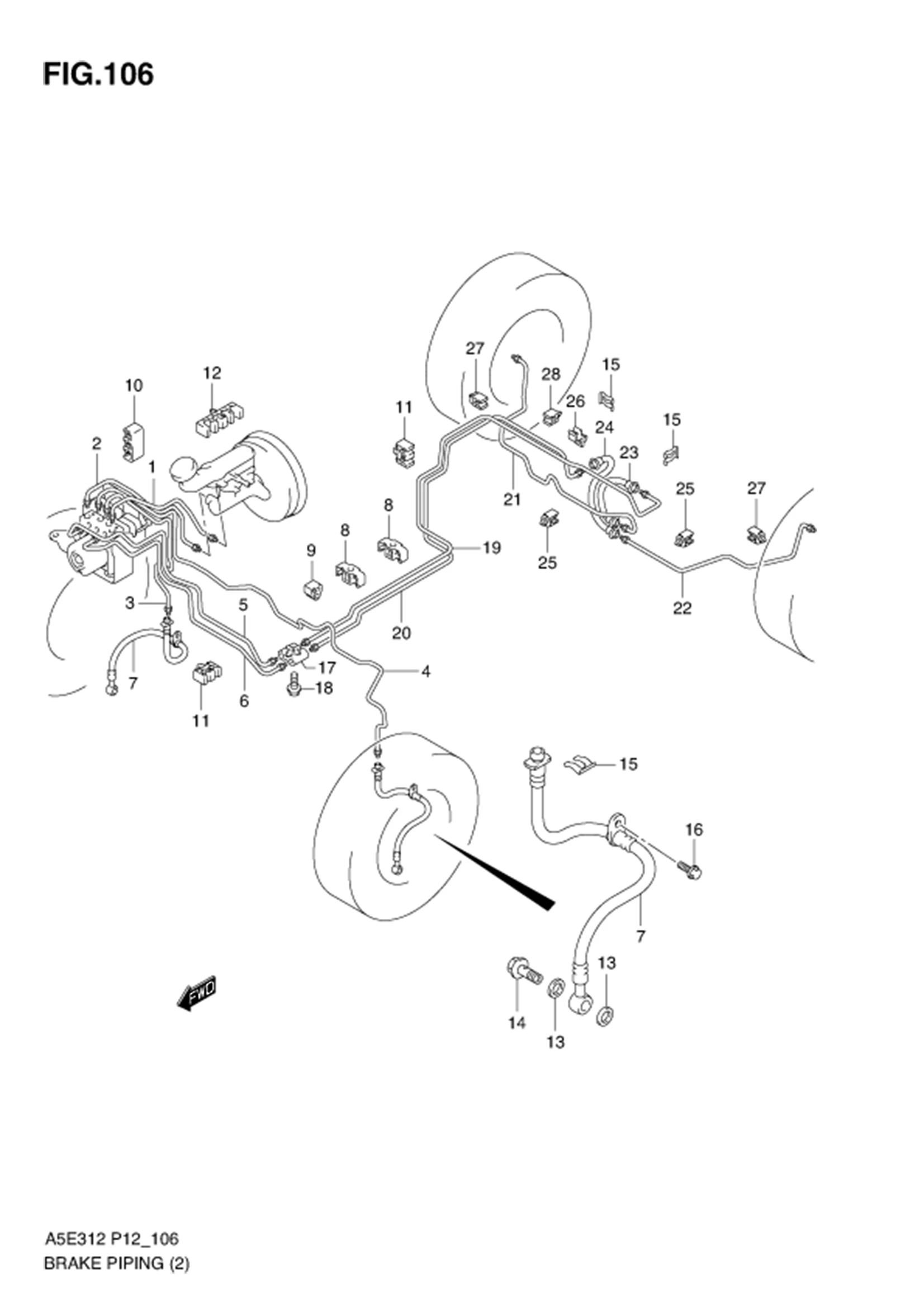 FIG.106 BRAKE PIPING (W/ABS)