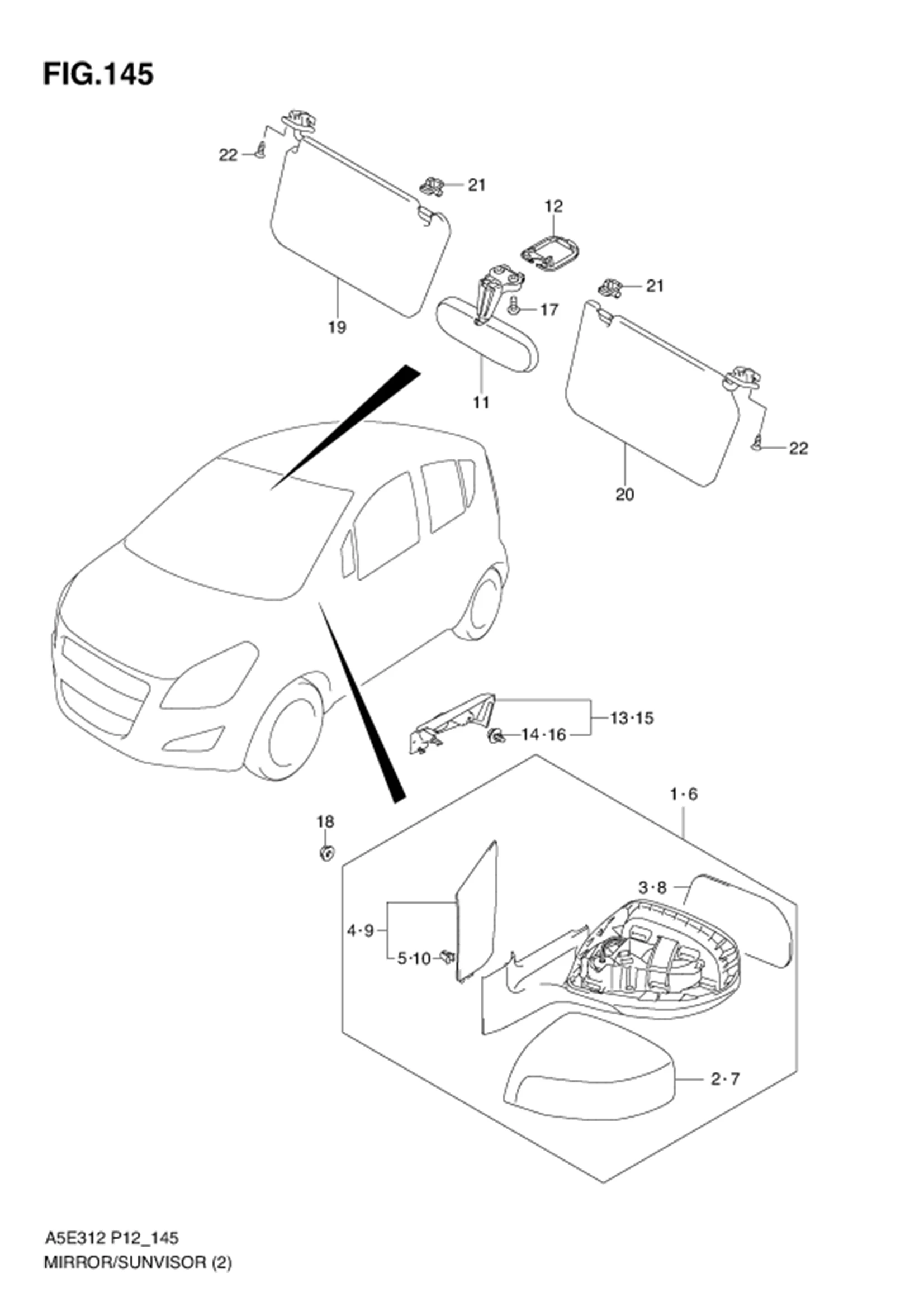 FIG.145 MIRROR/SUNVISOR (TYPE 2)